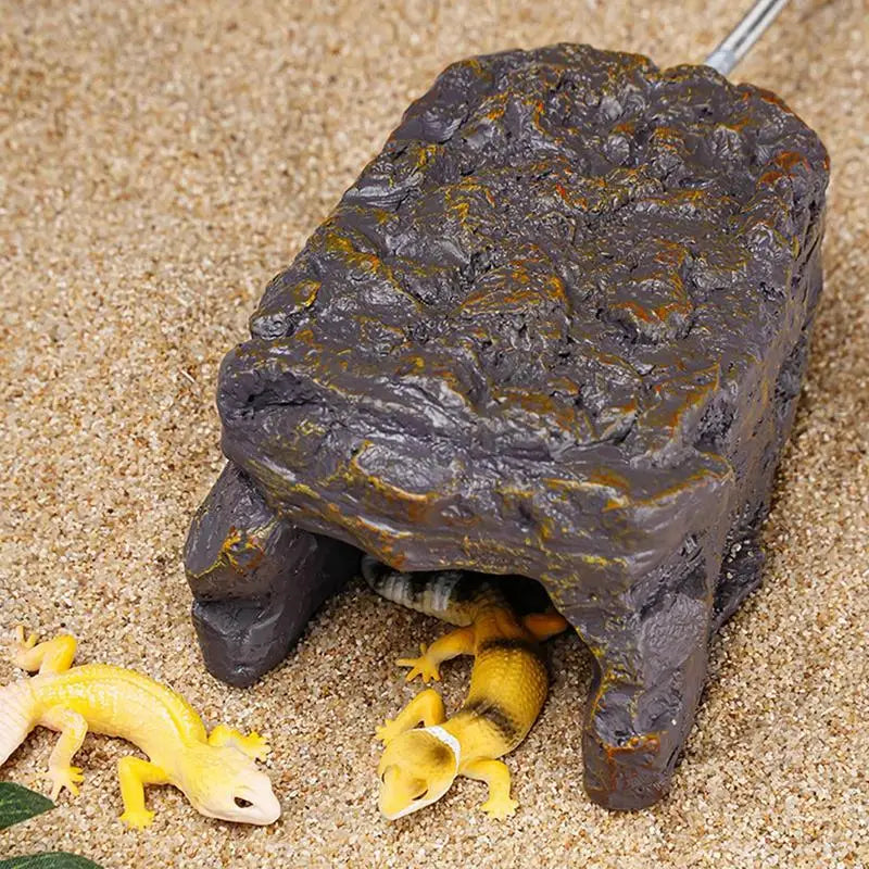 Reptile Simulated Rock Cave With Heated Basking Stage