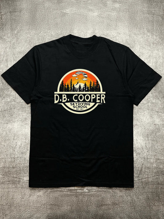 D. B. Cooper Skydiving School Men's Short - Sleeve Cotton T - Shirt