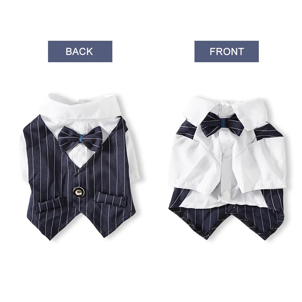 Bowtie Tuxedo Formal Shirt For Small Dogs
