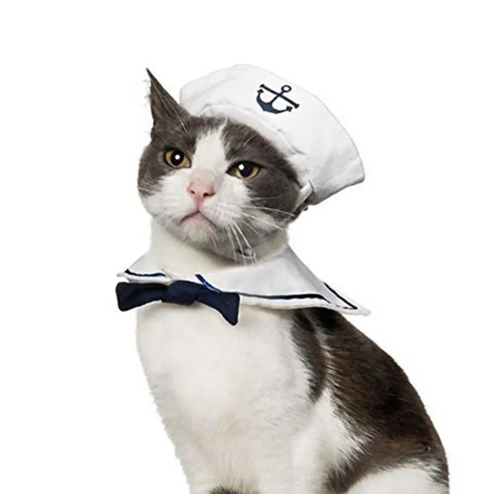 Sailor Style Hat Plus Scarf Halloween costume for Dogs or cats