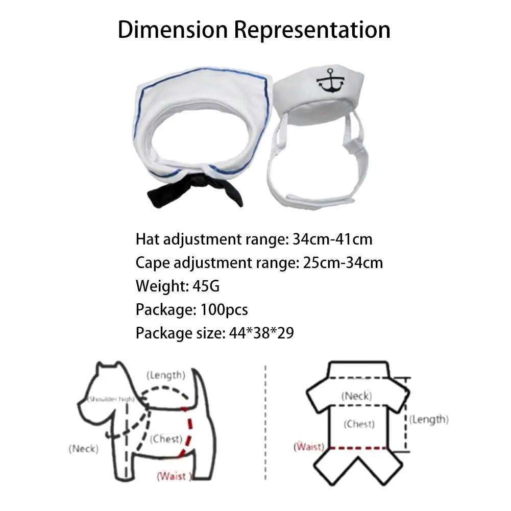 Sailor Style Hat Plus Scarf Halloween costume for Dogs or cats