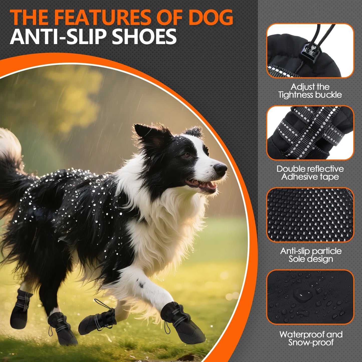 Anti Slip, Waterproof, Reflective, Shoes for Dogs