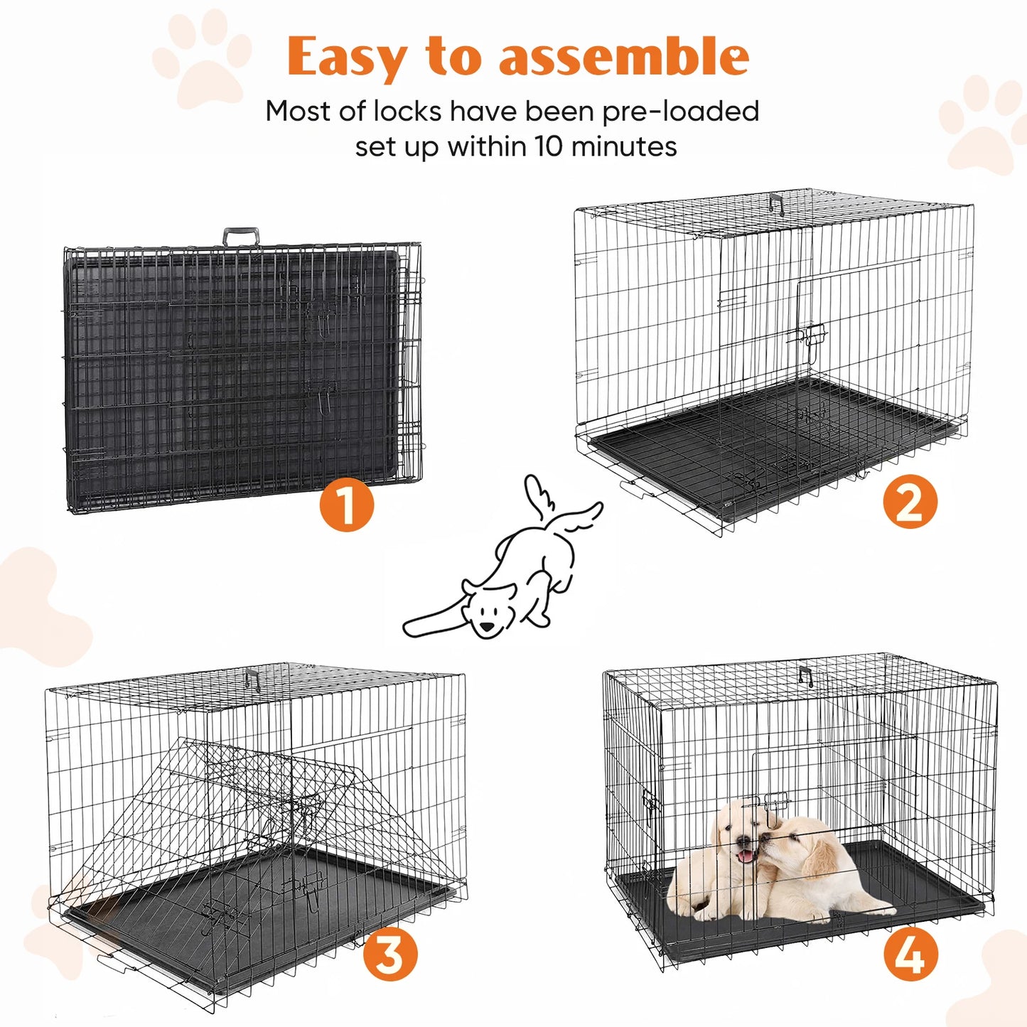 Double Door Folding Wire Pet Kennel