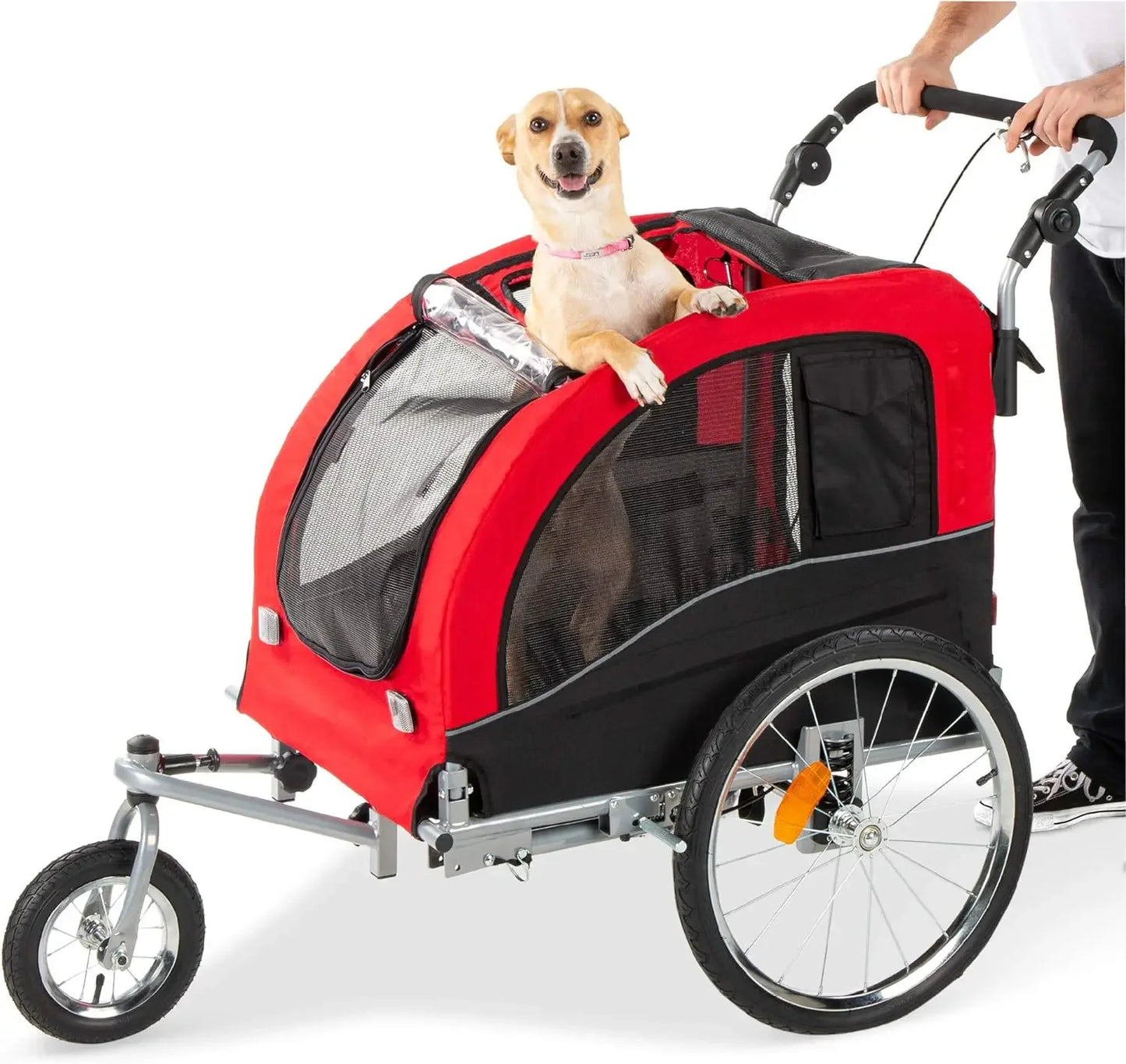 2-in-1 Pet Stroller/Bicycle Trailer Carrier w/Hitch,