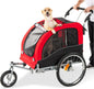 2-in-1 Pet Stroller/Bicycle Trailer Carrier w/Hitch,