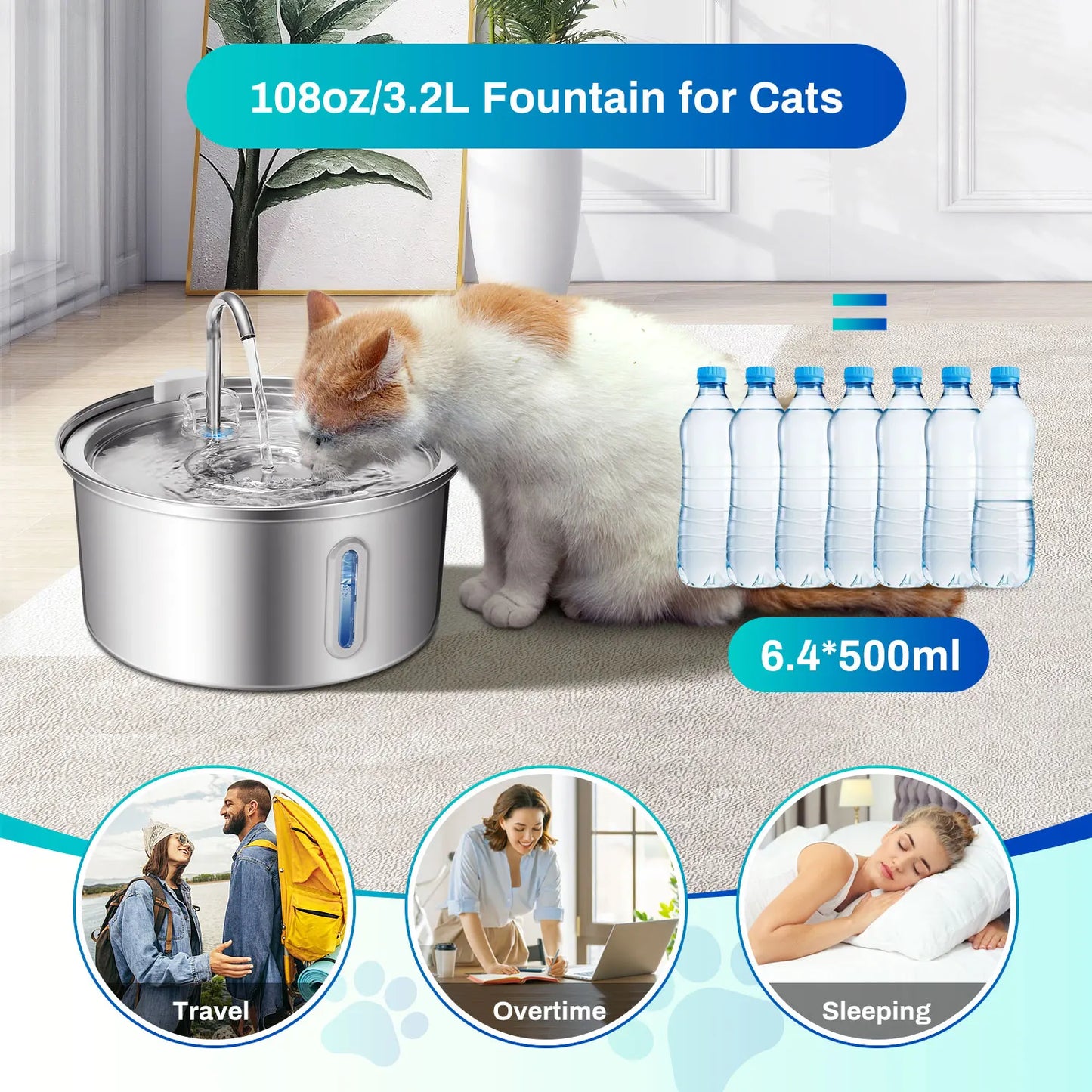 Stainless Steel Pet Water Fountain