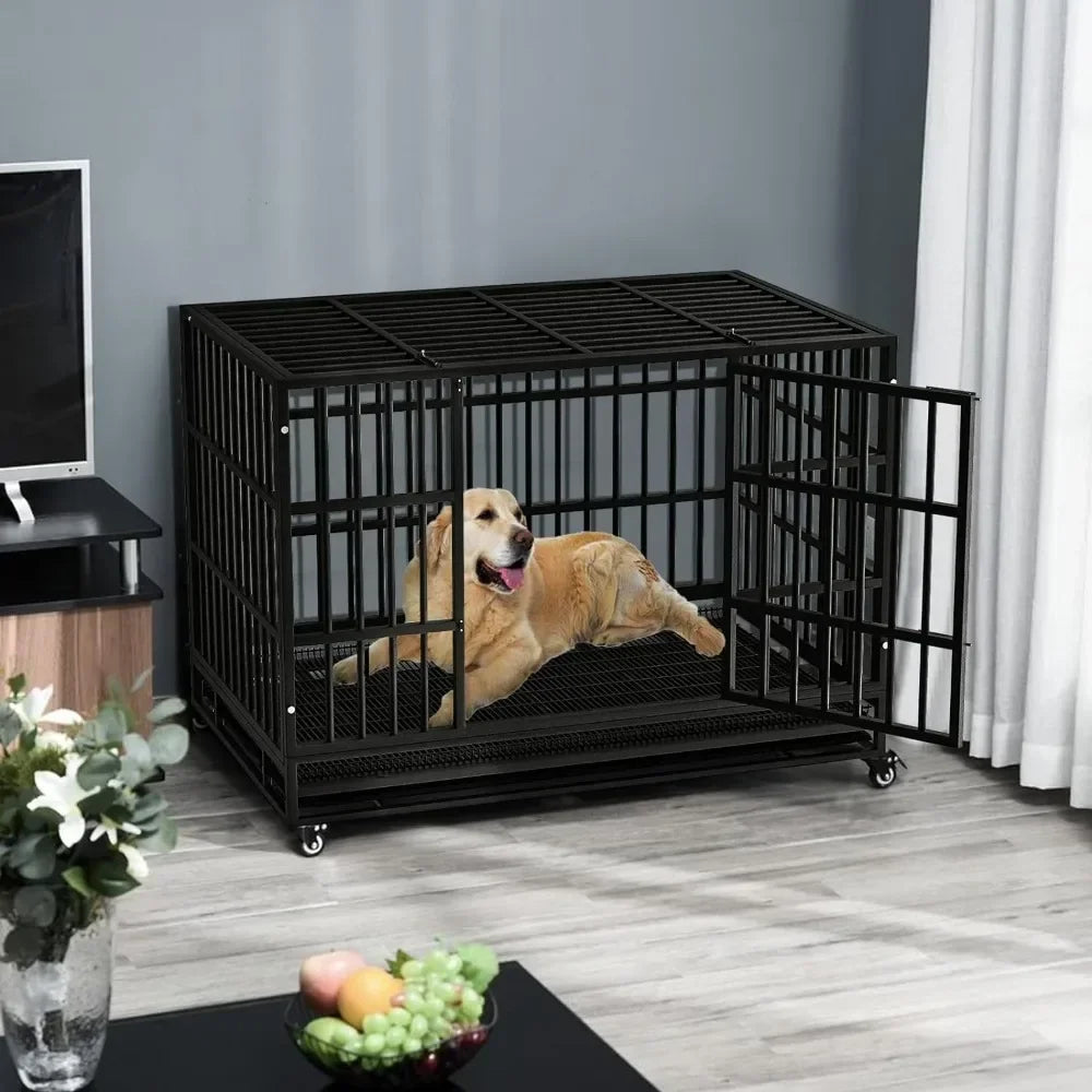 Heavy Duty Dog Kennel with Lockable Wheels