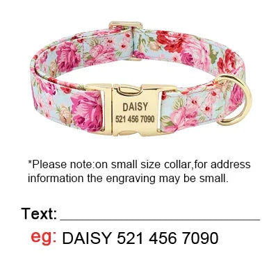 Floral Print Dog Collar Leash Set