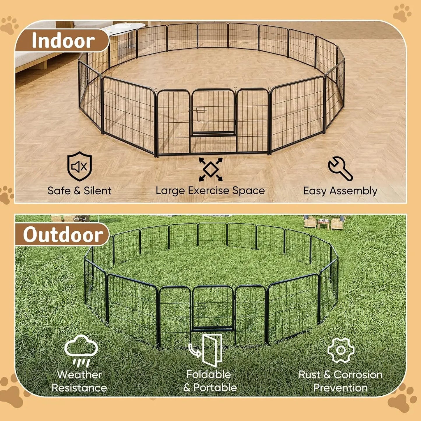 Dog Playpen/Indoor Fence 16 Panel 40" High