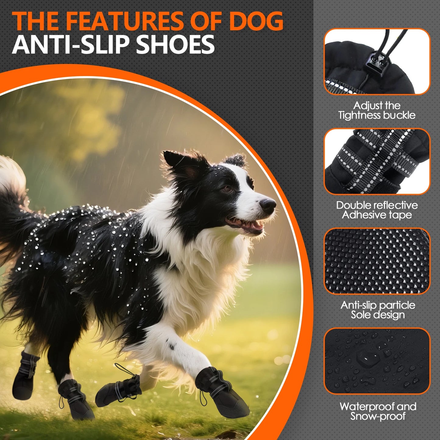 Anti Slip, Waterproof, Reflective, Shoes for Dogs