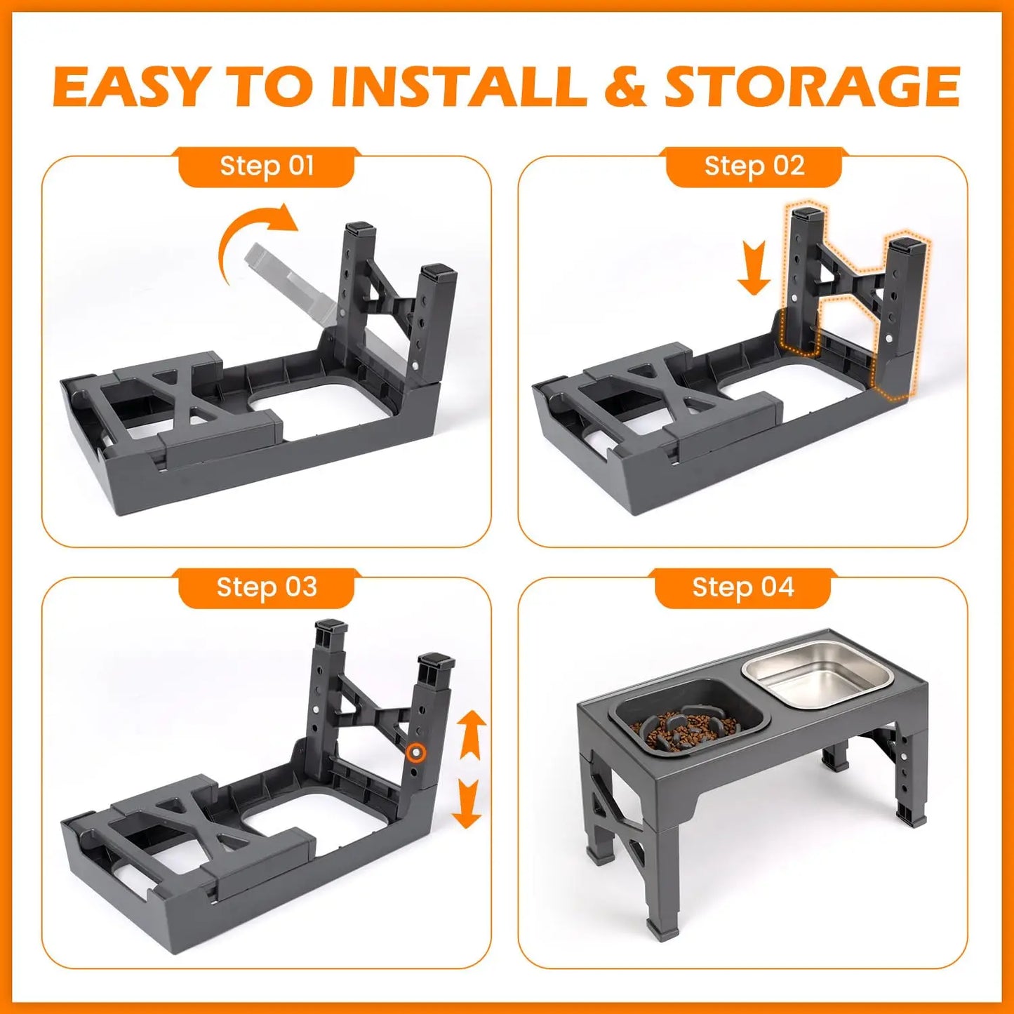 2-in-1 Elevated Foldable Stand w/ Bowls