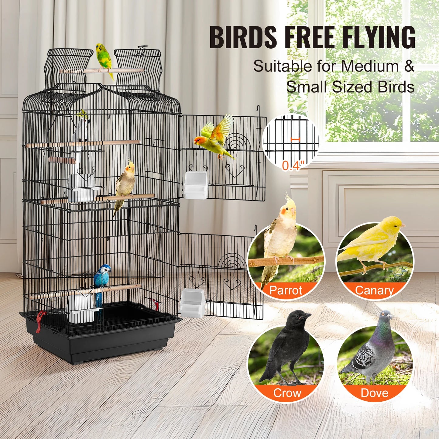 Open Top Large Bird Cage