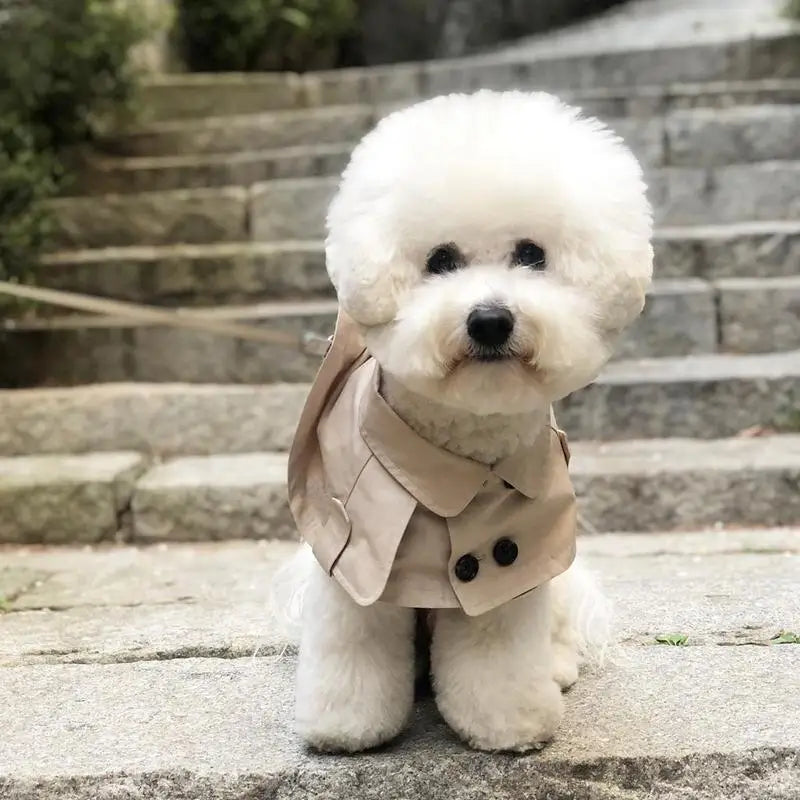 Fashion British Style Dog Cloak Windbreaker for Small to Medium Dogs