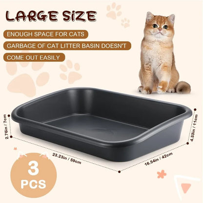 3 Pcs Low Entry Senior Cat Litter Box