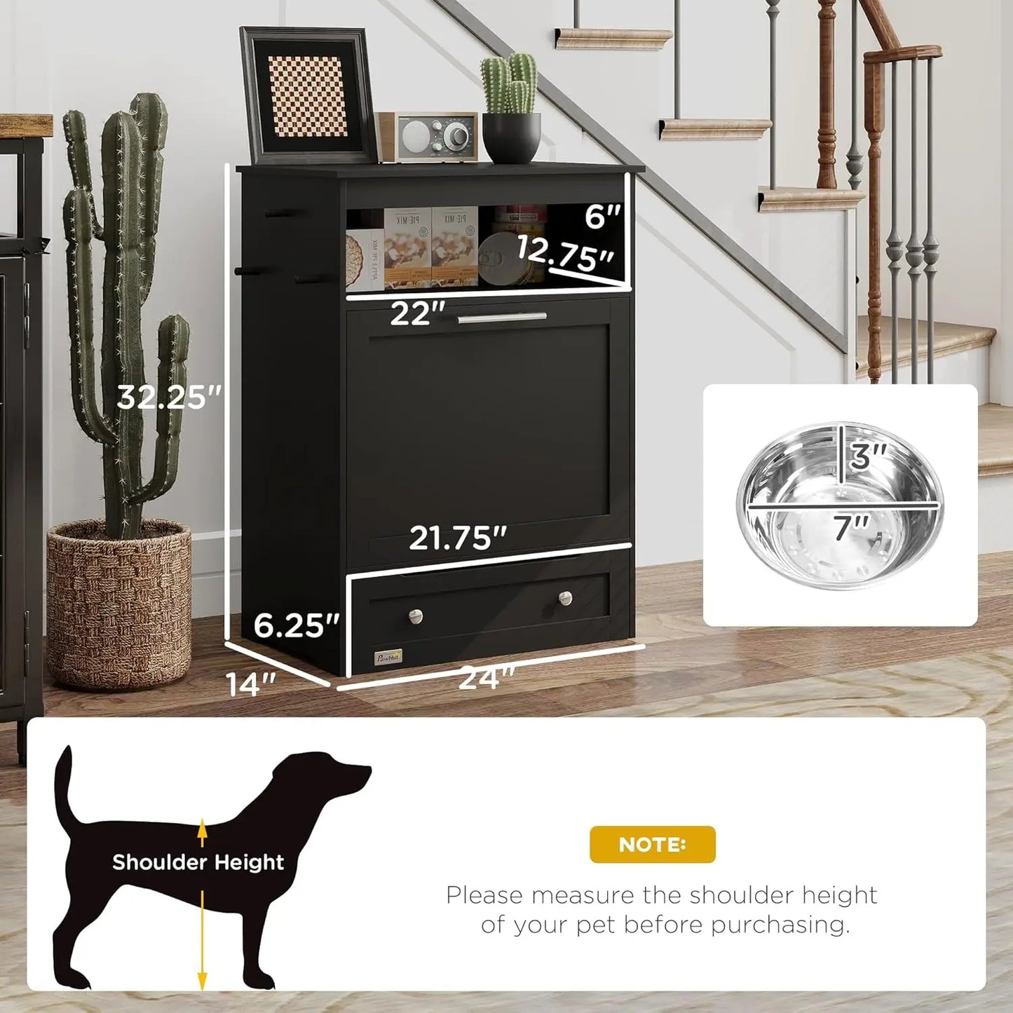 Pet Feeding Station Storage Cabinet