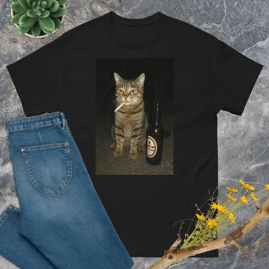 Men's Cotton T w/fun Cat Image
