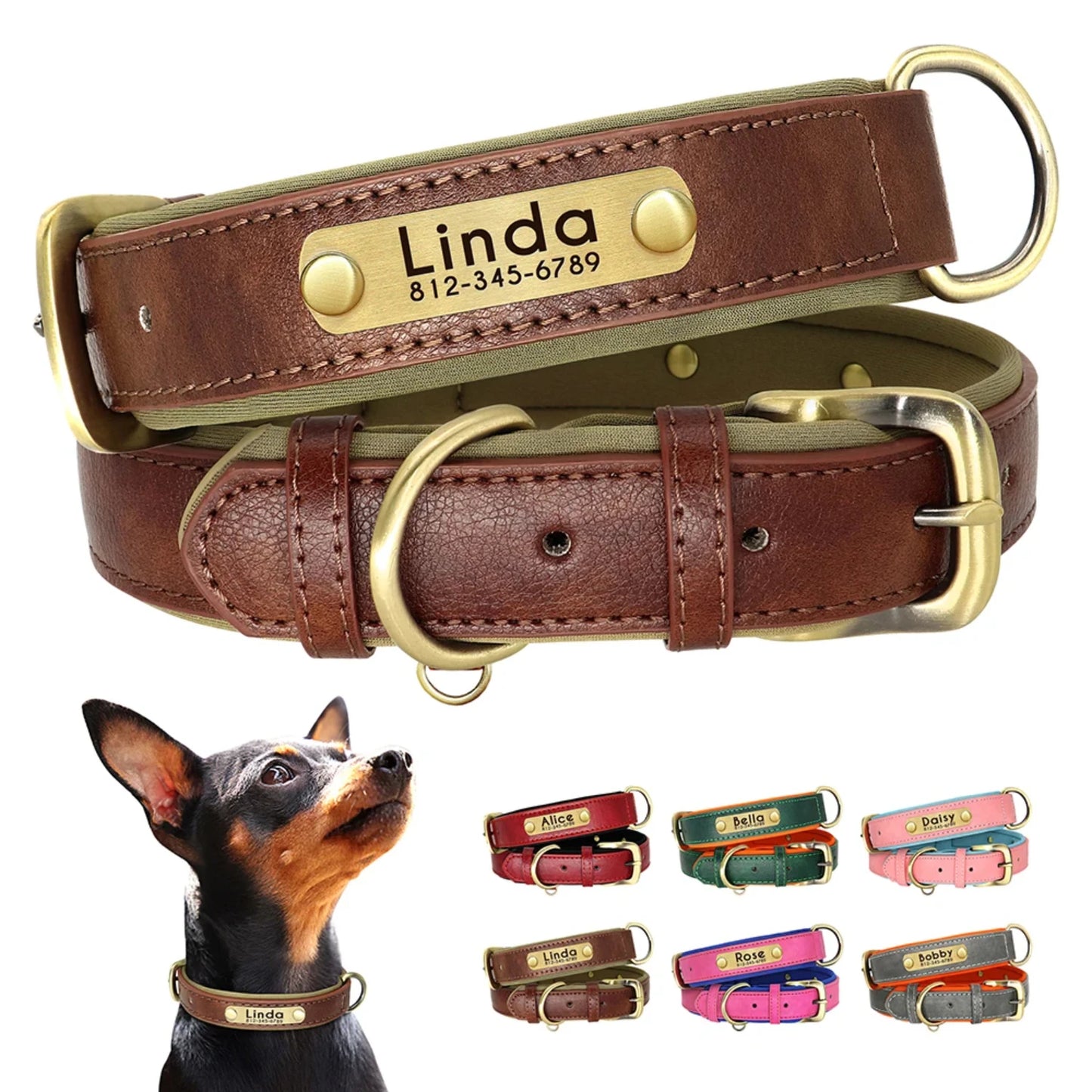 Custom Leather Personalized Dog Collar