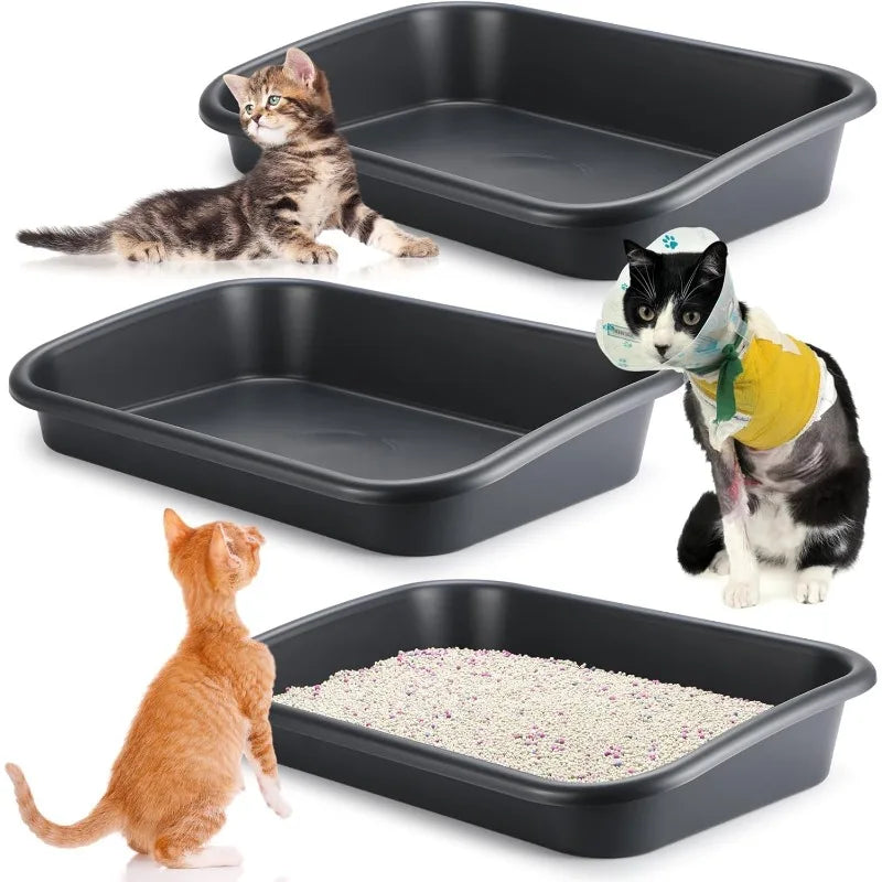 3 Pcs Low Entry Senior Cat Litter Box