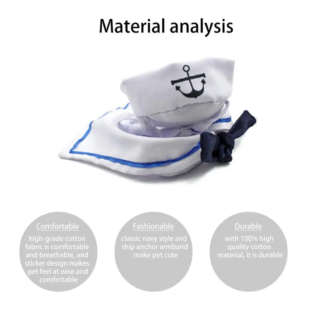 Sailor Style Hat Plus Scarf Halloween costume for Dogs or cats