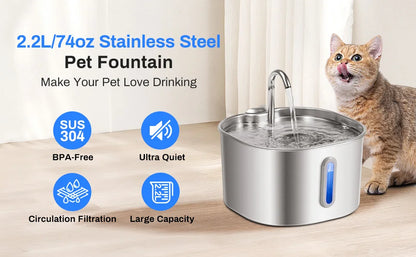 Stainless Steel Ultra Quiet Pet Fountain