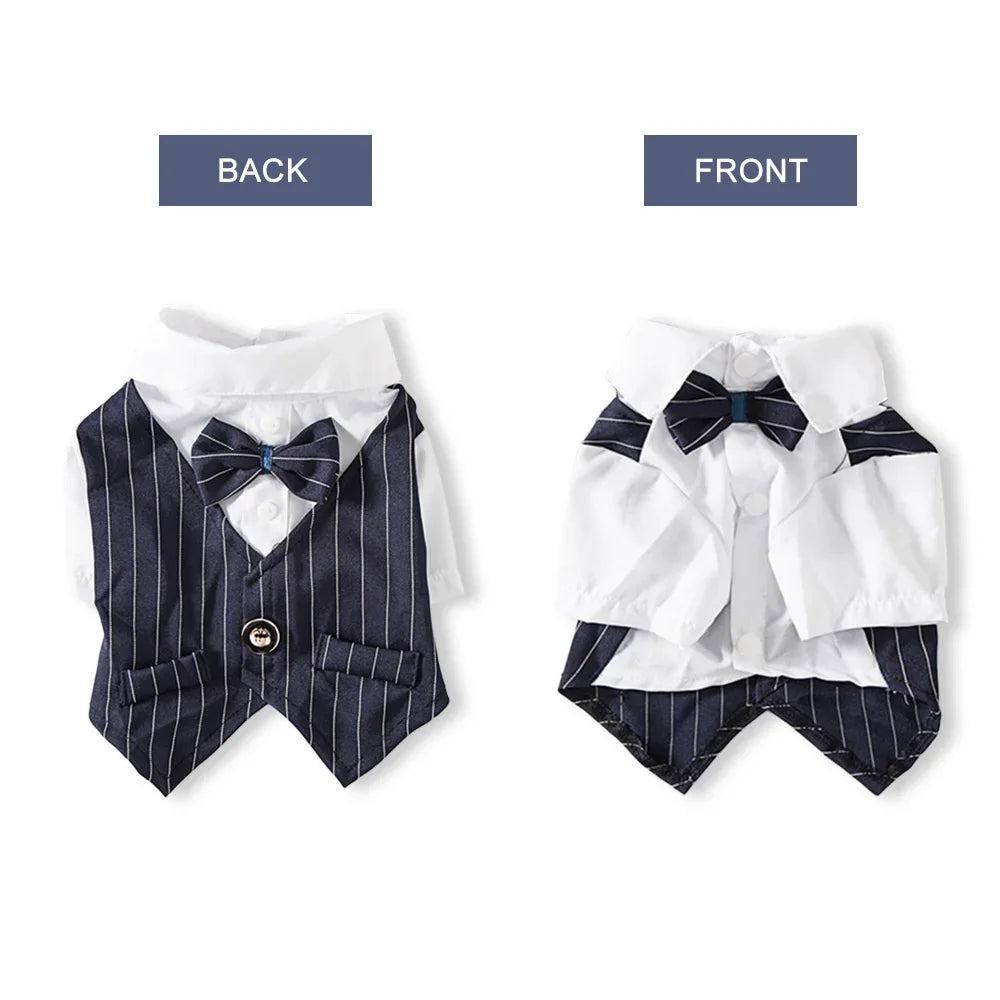 Bowtie Tuxedo Formal Shirt For Small Dogs
