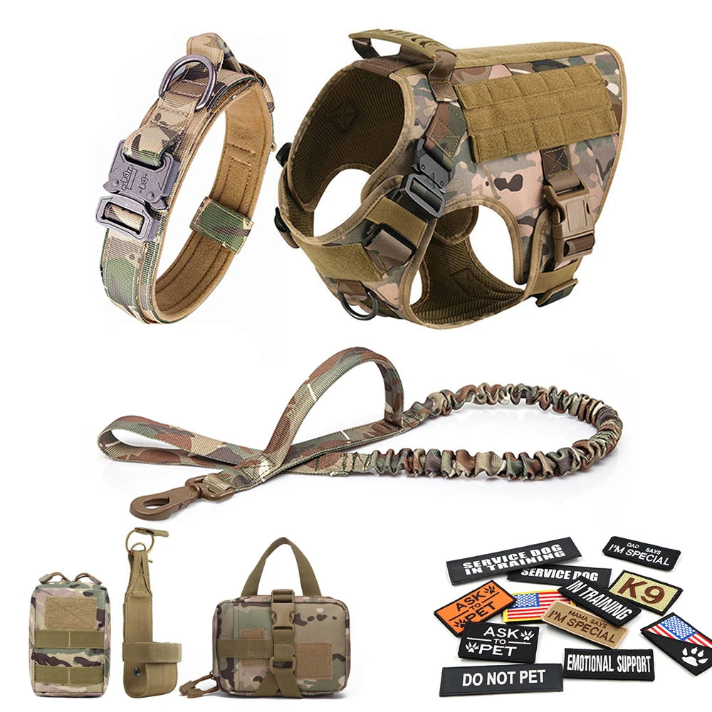 Military Style Large Dog Harness Collar & Accessories