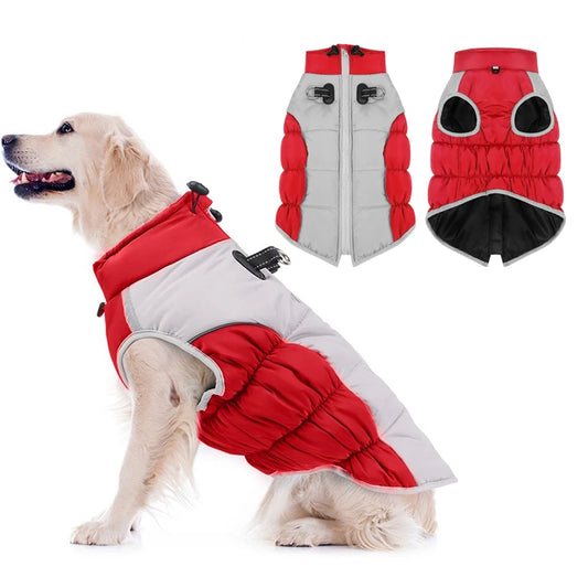 Zippered Warm Winter, Reflective Cold Weather Vest with Leash D Rings for Medium Large Dogs