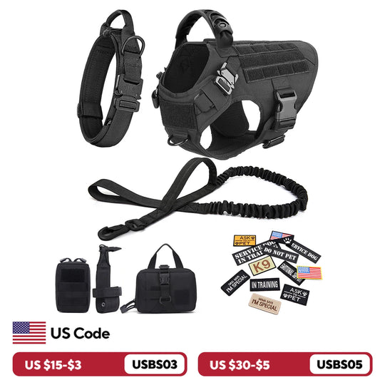 Military Style Large Dog Harness Collar & Accessories