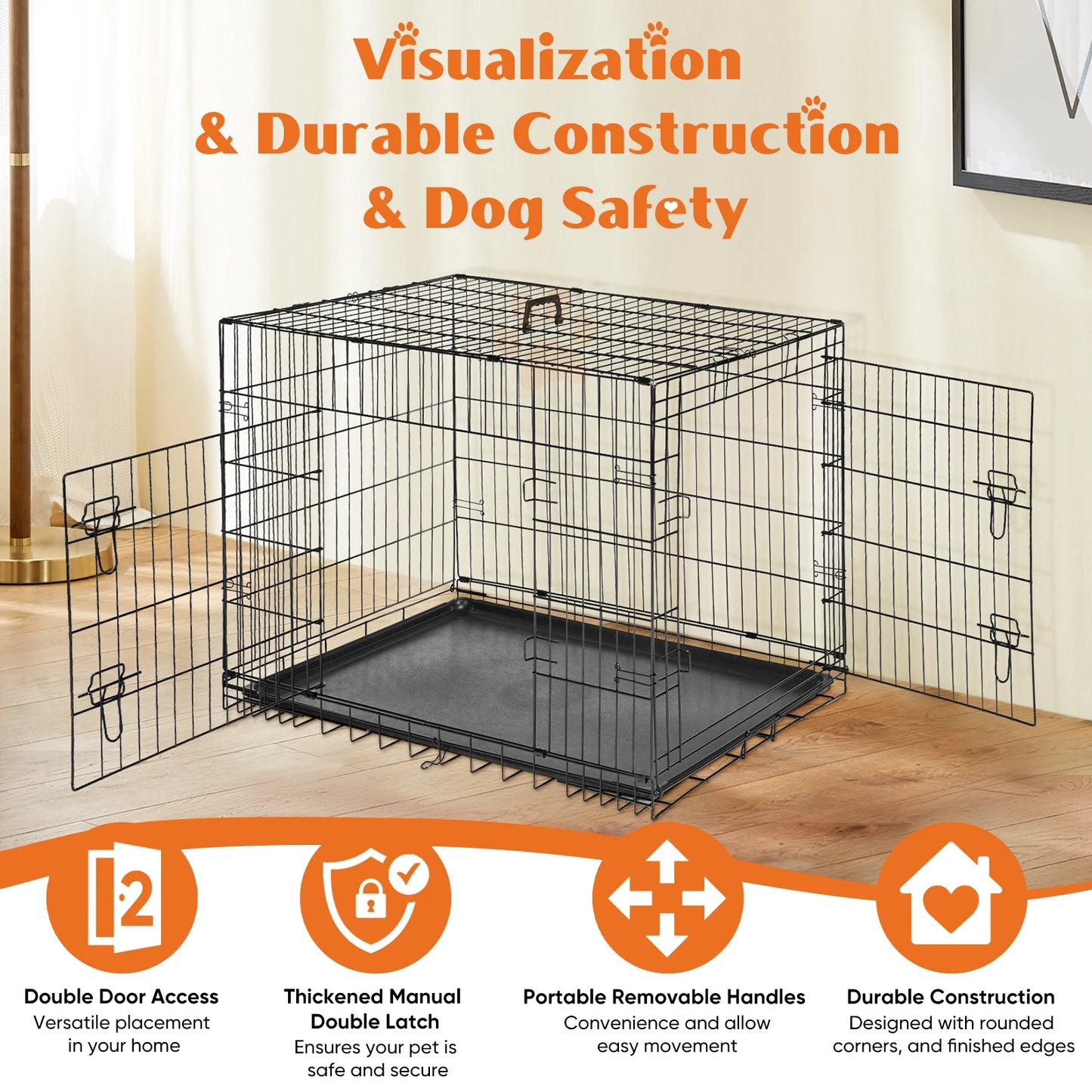 Double Door Folding Wire Pet Kennel