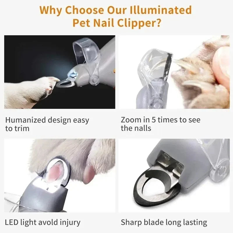 Multifunction Pet Nail Trimmer with LED Light