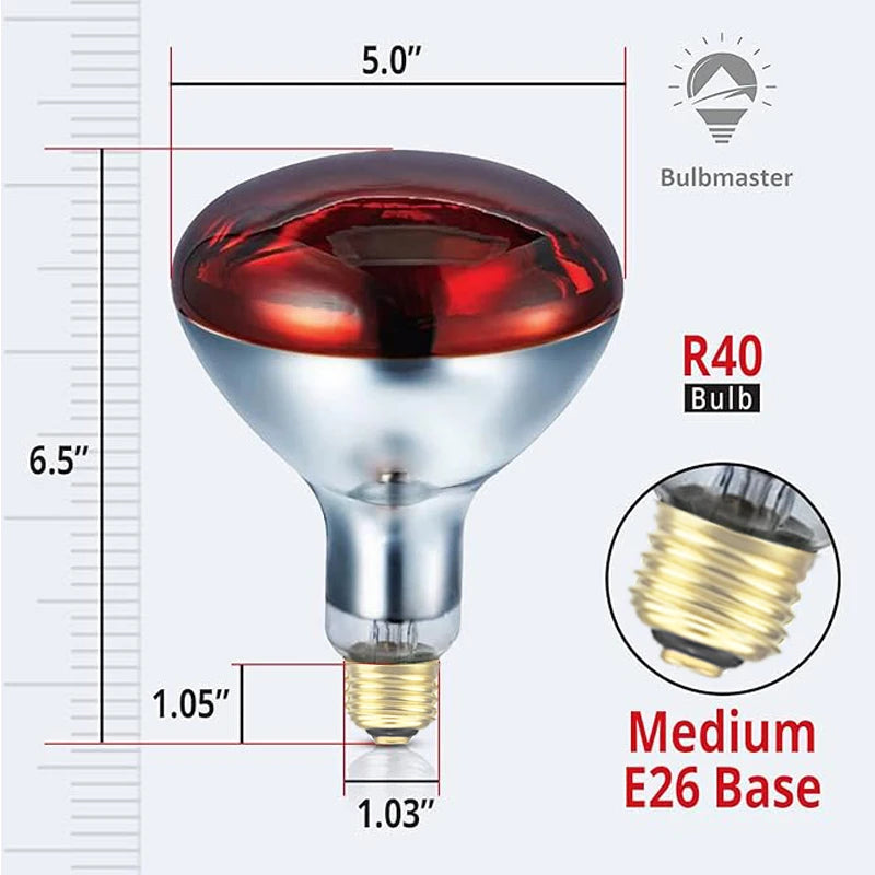 BONGBADA Quartz glass waterproof and explosion-proof E26 E27 Red R40 Infrared Heat Lamp