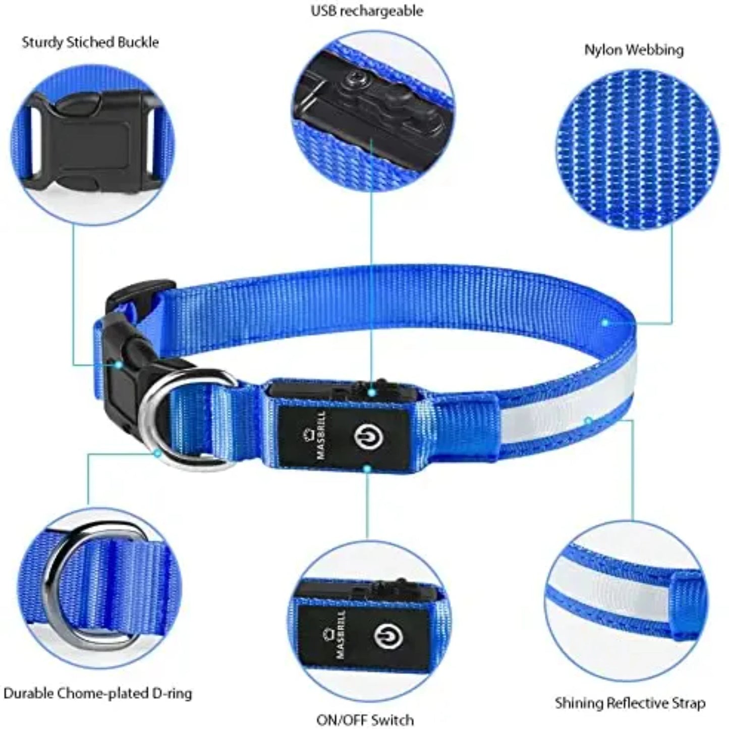 USB Rechargeable LED Dog Collar