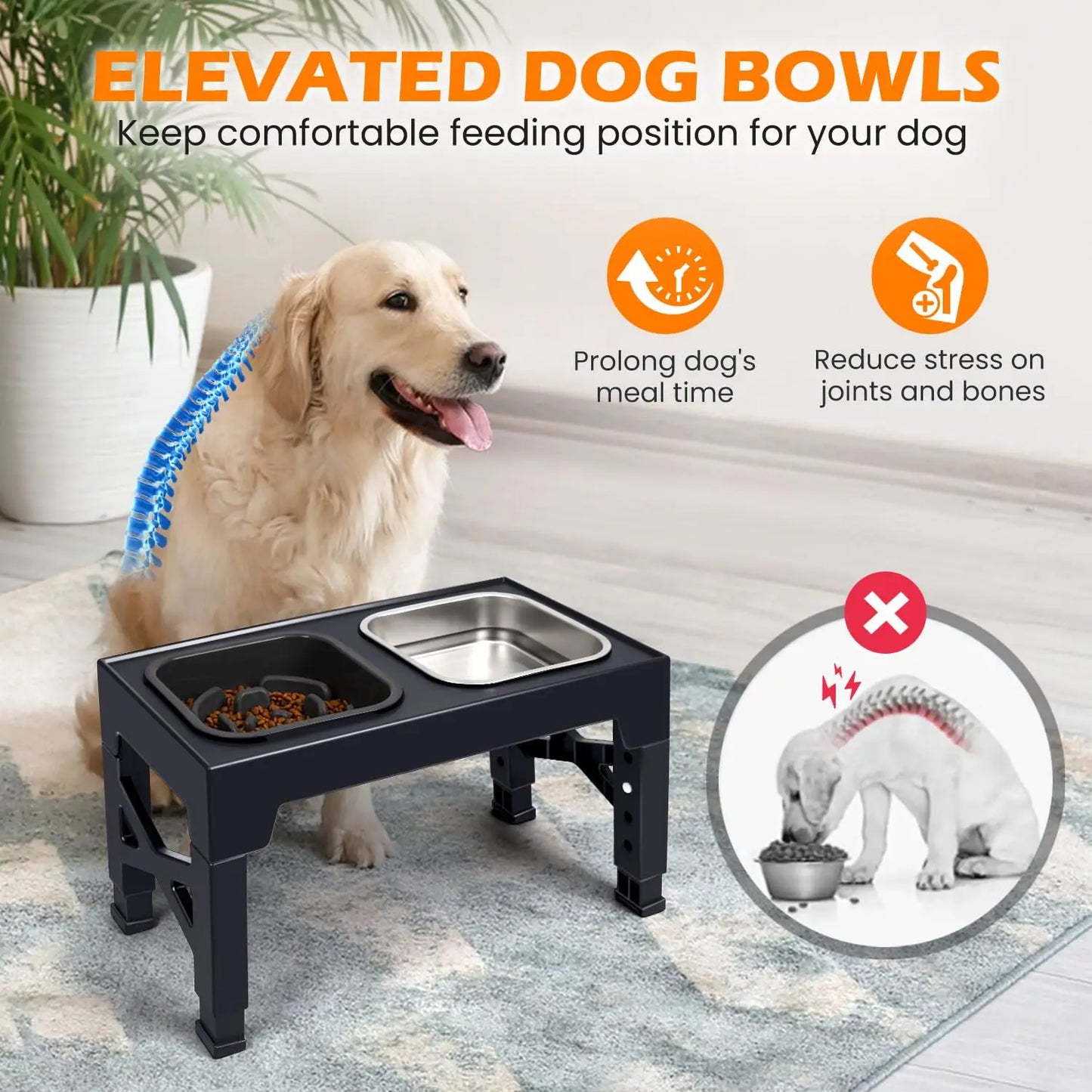 2-in-1 Elevated Foldable Stand w/ Bowls