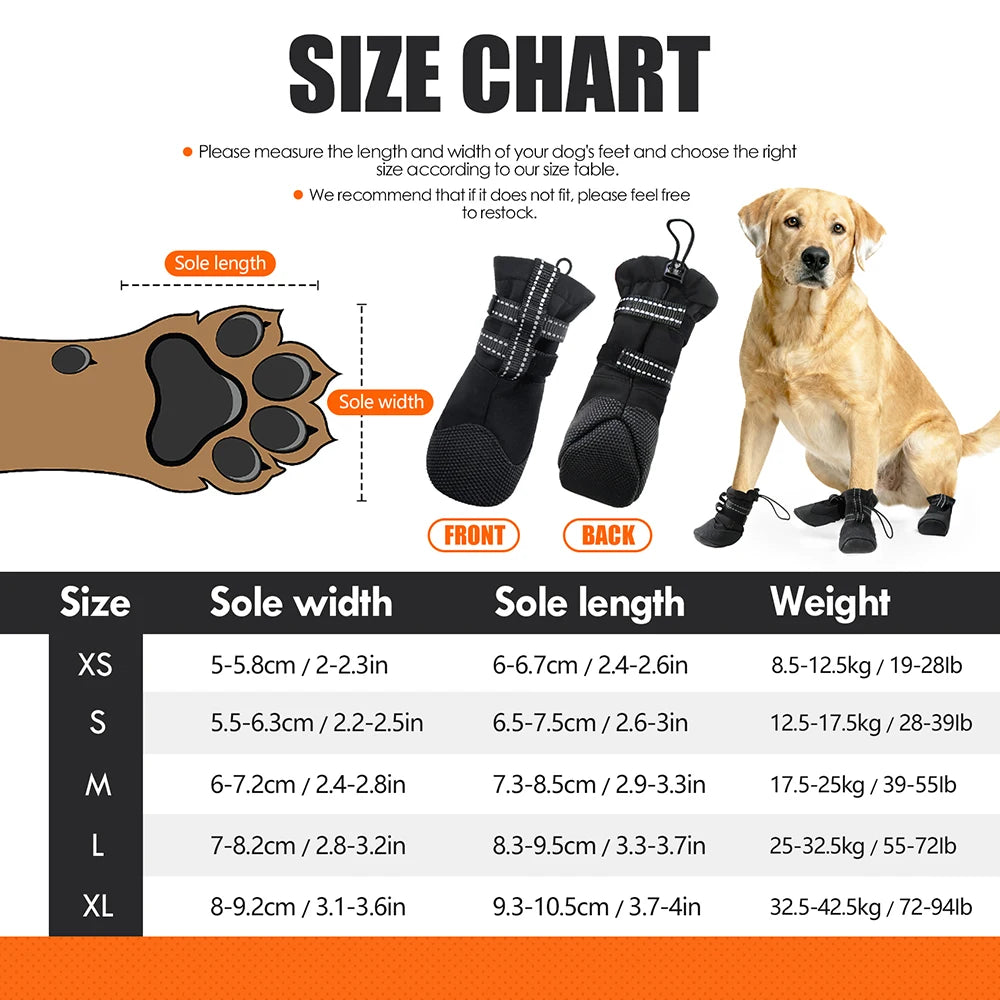 Anti Slip, Waterproof, Reflective, Shoes for Dogs