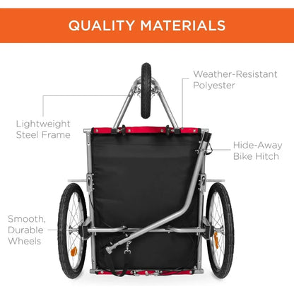 2-in-1 Pet Stroller/Bicycle Trailer Carrier w/Hitch,