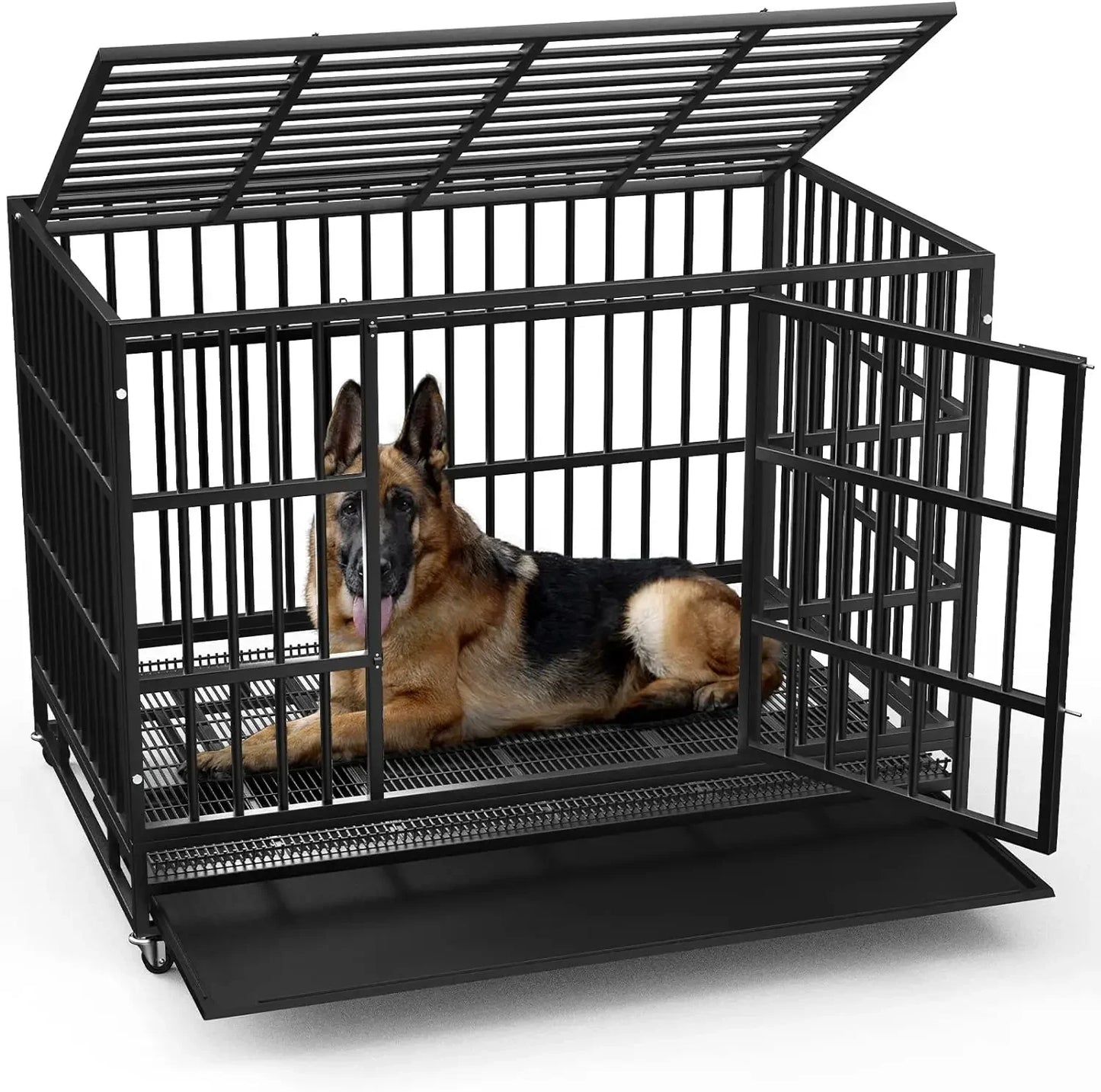 Heavy Duty Dog Kennel with Lockable Wheels