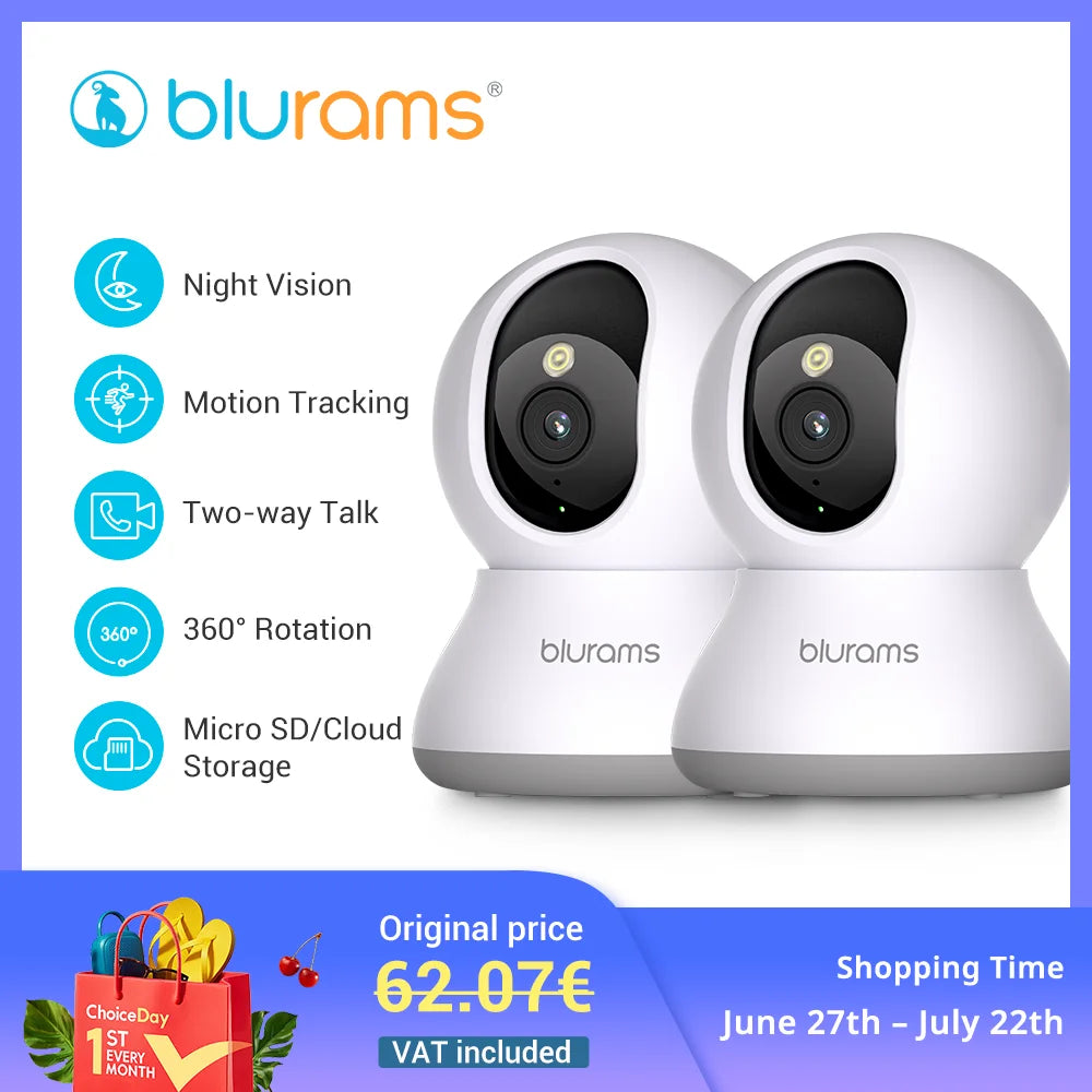 2 Pcs Blurams Indoor Security Camera