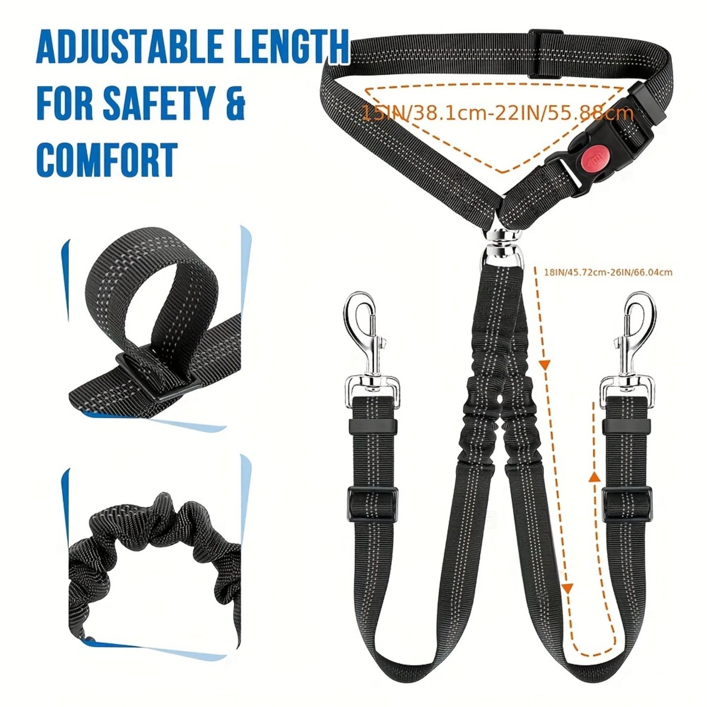 Seatbelt Safety Harness For 2 Pets