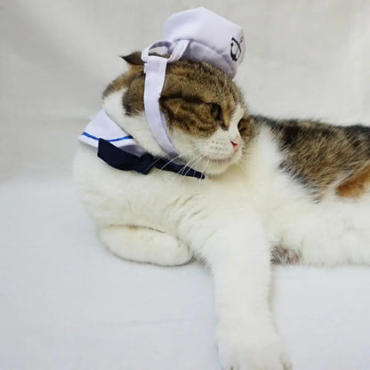 Sailor Style Hat Plus Scarf Halloween costume for Dogs or cats