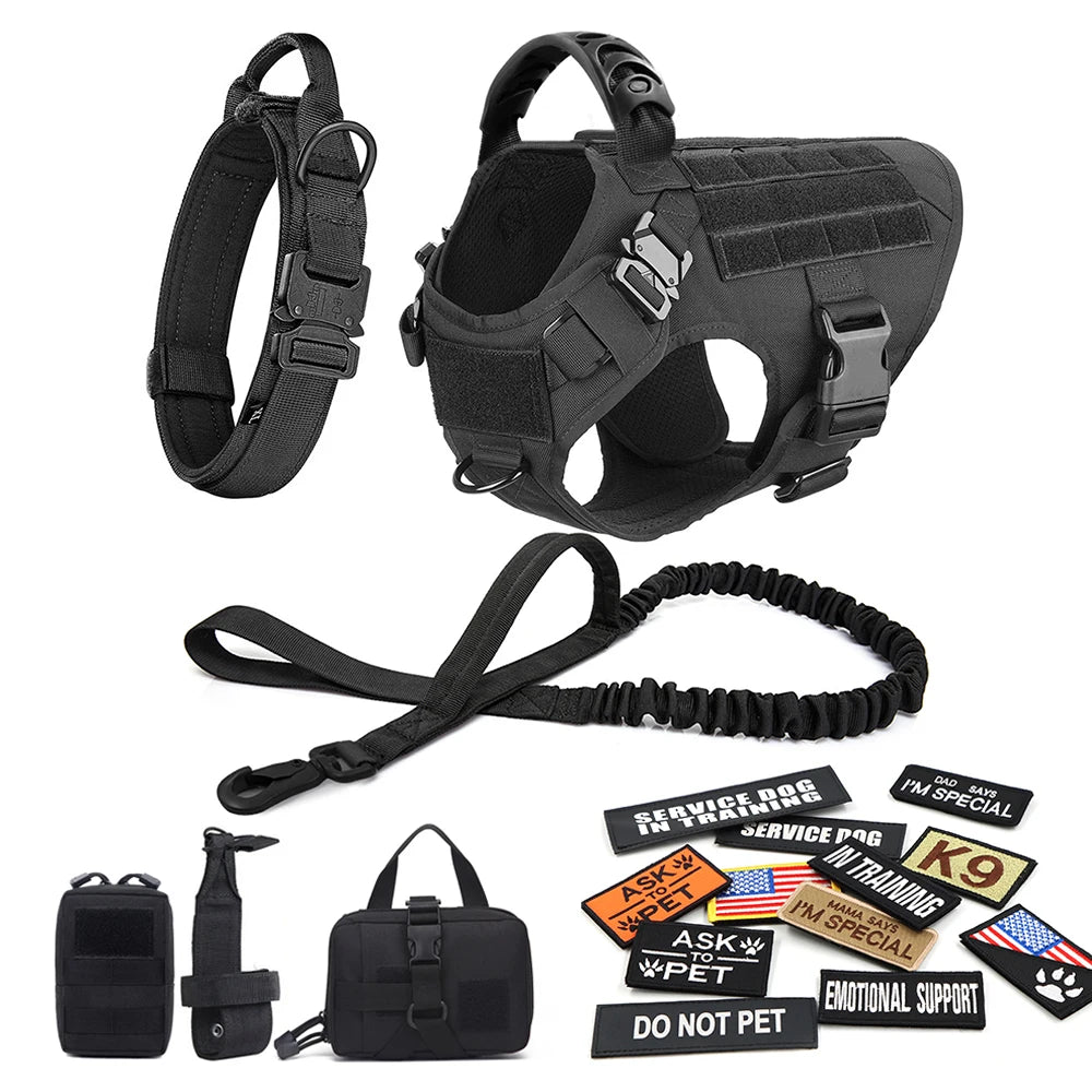 Military Style Large Dog Harness Collar & Accessories