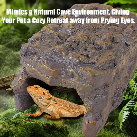Reptile Simulated Rock Cave With Heated Basking Stage