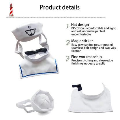 Sailor Style Hat Plus Scarf Halloween costume for Dogs or cats