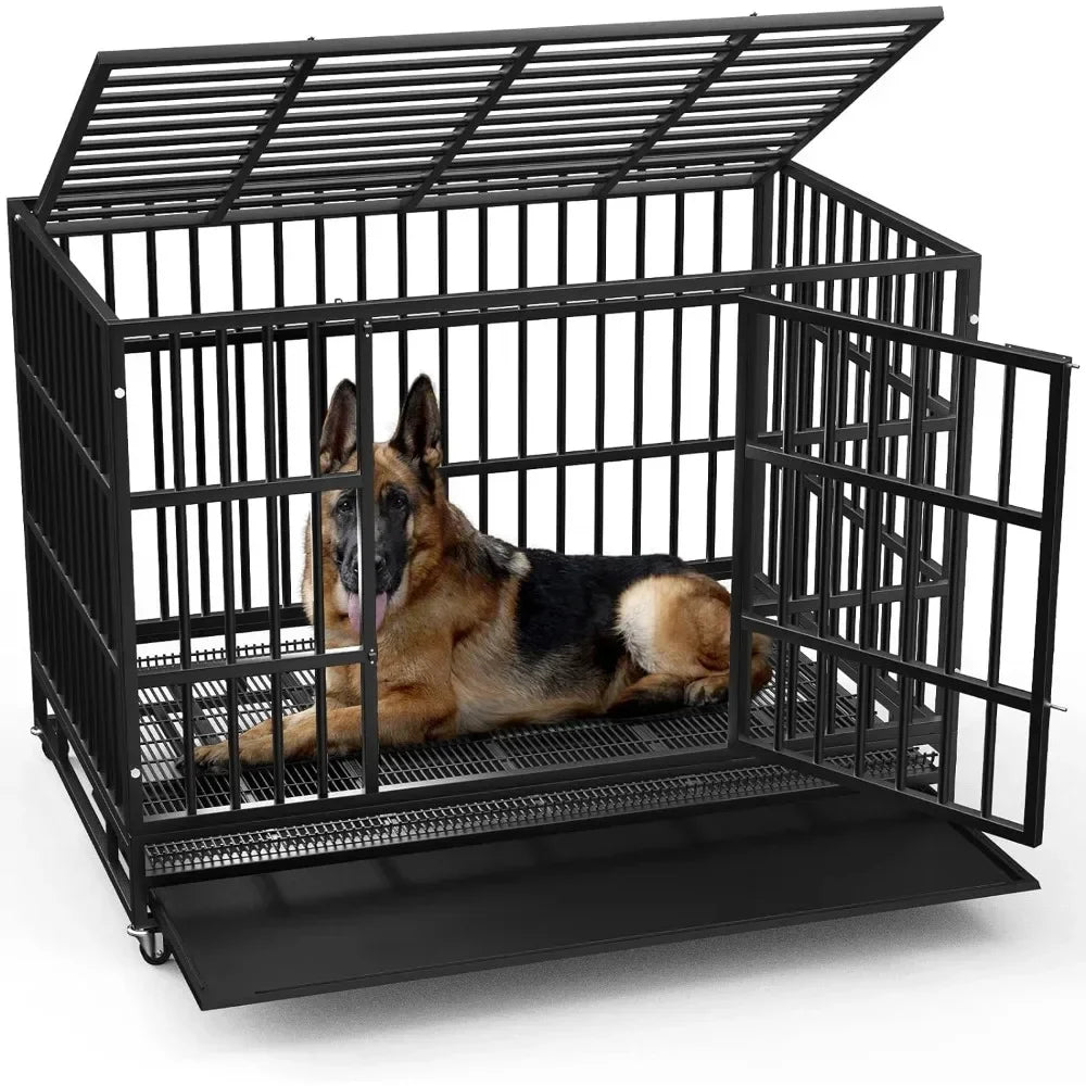 Heavy Duty Dog Kennel with Lockable Wheels