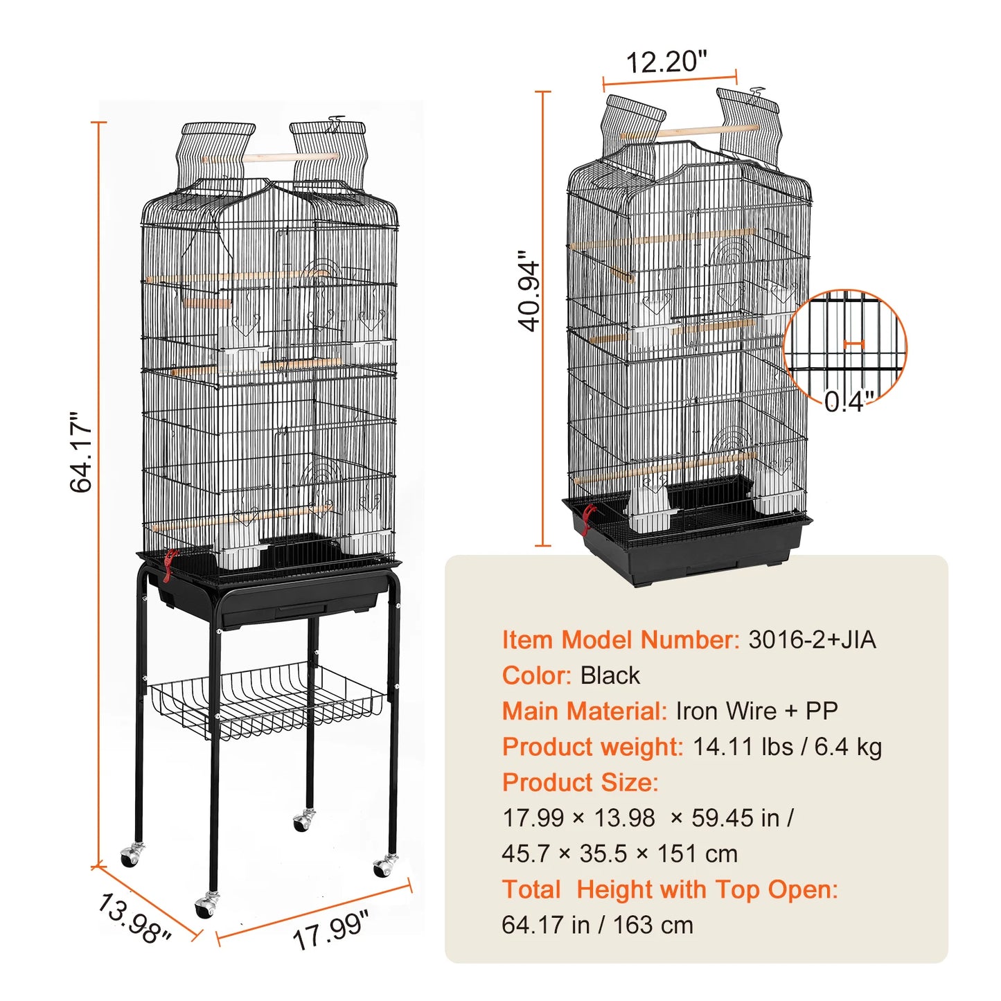 Open Top Large Bird Cage