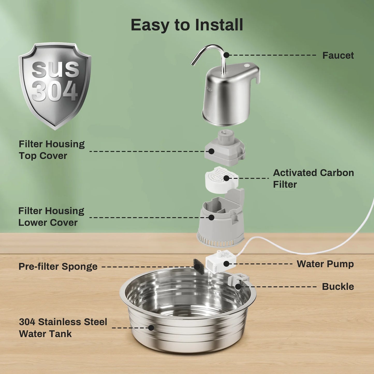 Stainless Steel Cat Water Fountain