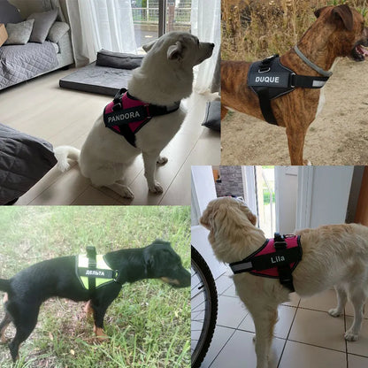 Dog Harness Vest ID Patch Customized Reflective Breathable Adjustable Pet Harness For Dog NO PULL Pet Outdoor Harness
