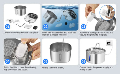 Stainless Steel Ultra Quiet Pet Fountain