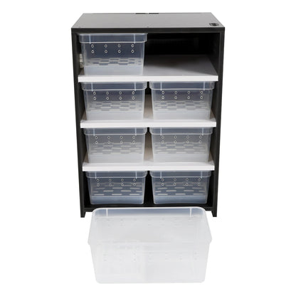 Reptile Breeding or Storage Containers and Cabinet